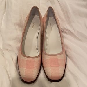 - Brand new Mansur Gavriel Pink & Cream fabric pumps
